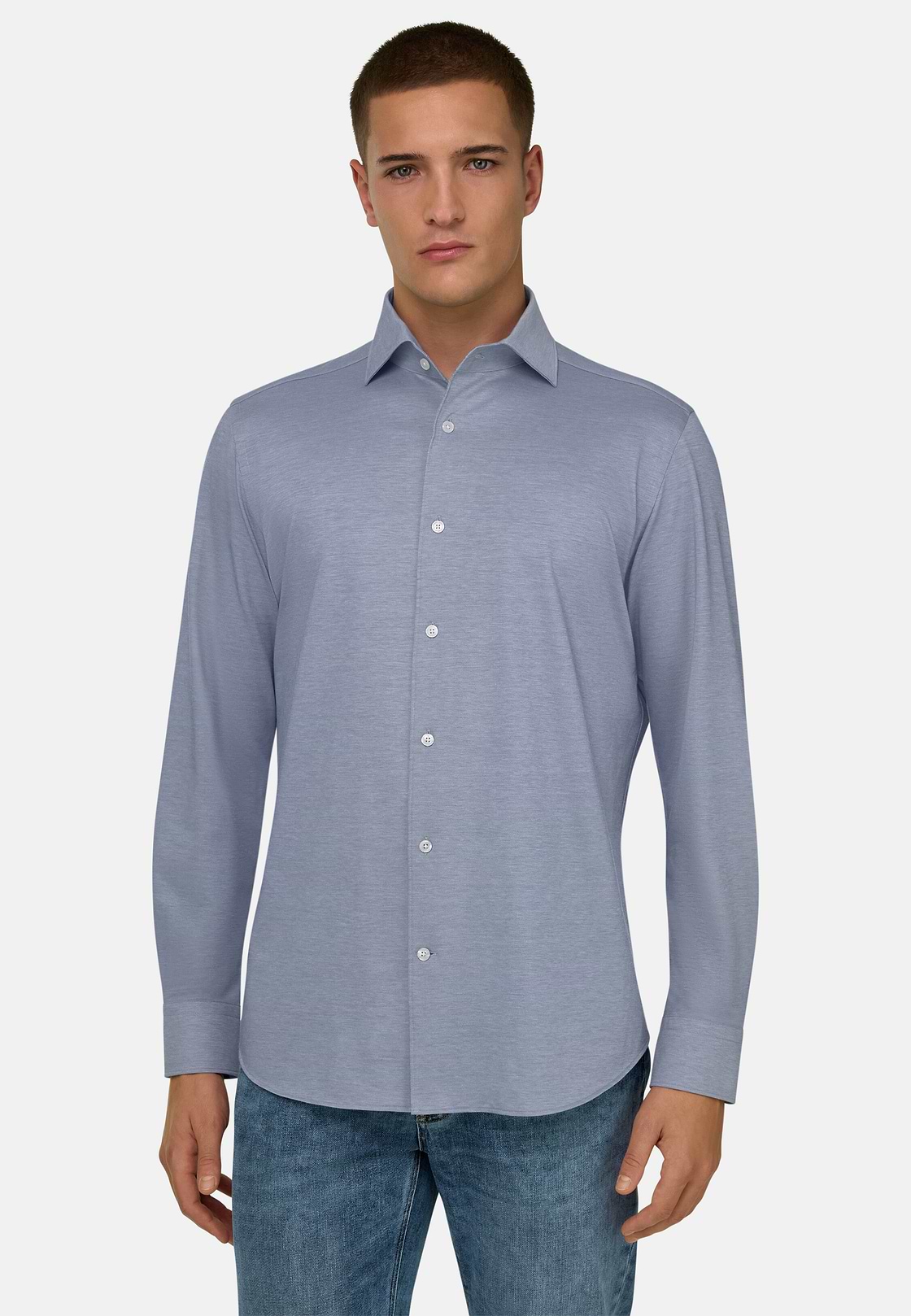 Polohemd Aus Japanischem Jersey Regular Fit, Indigo, hi-res, 1
