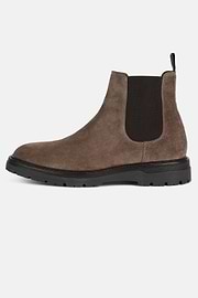Suede Leather Ankle Boots, Taupe, hi-res