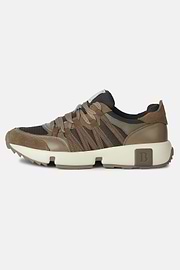 Technical Fabric and Leather Trainers, Taupe, hi-res
