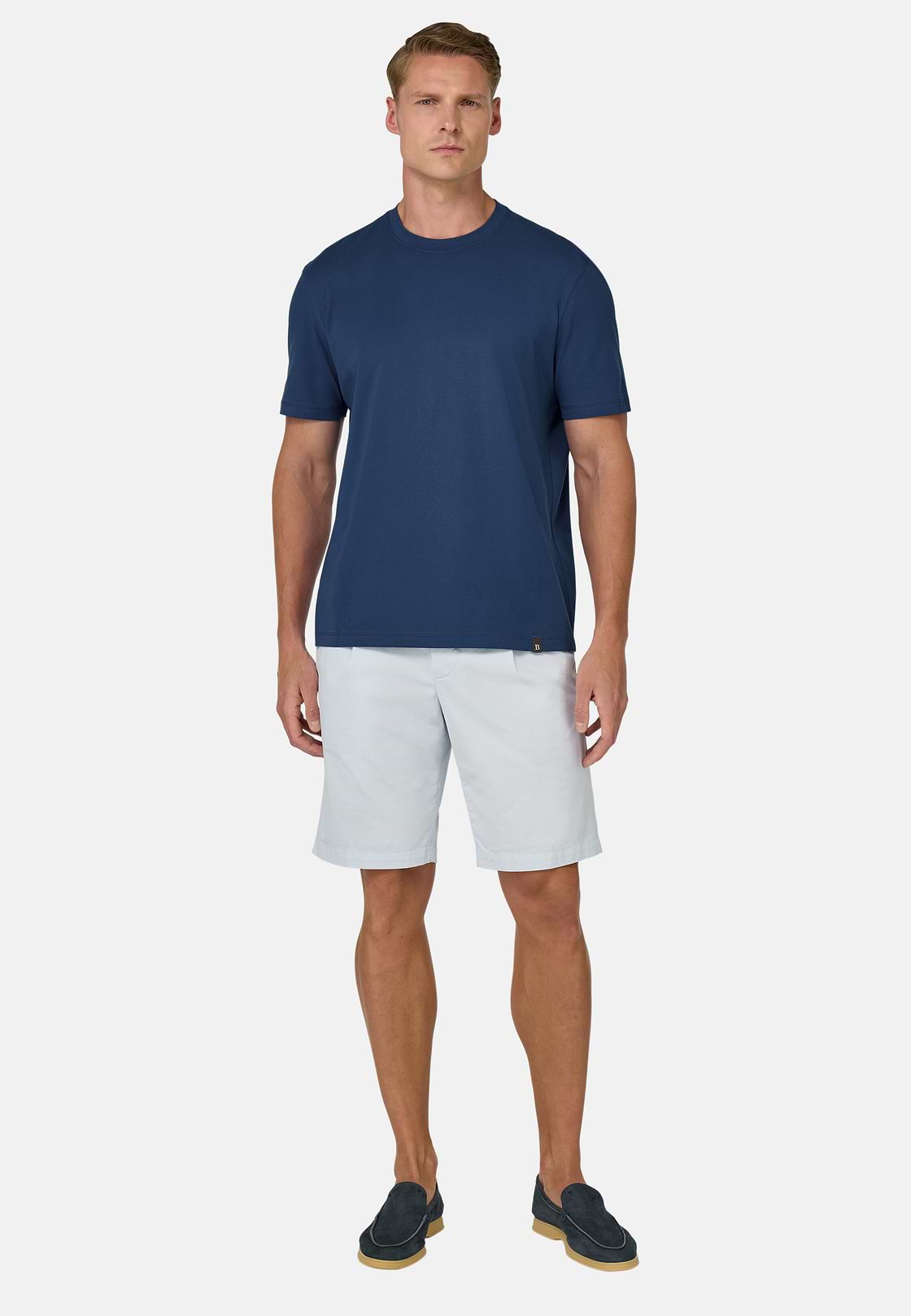 T-Shirt In Stretch Supima Cotton, Blue, hi-res