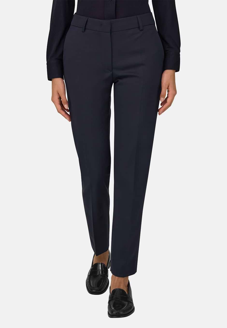Trousers in Wool Blend Tapered Leg, Navy blue, hi-res