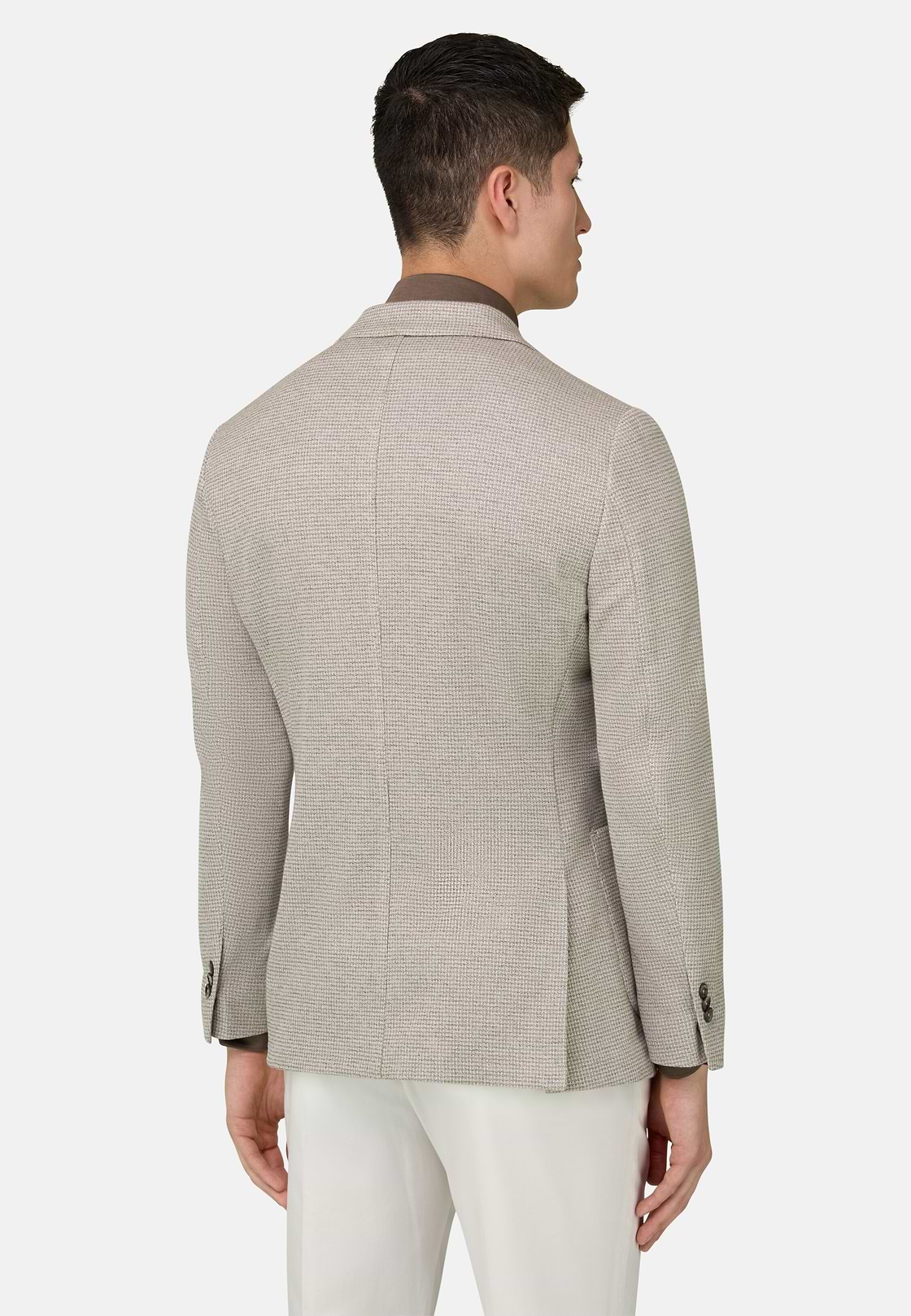 Marynarka z czystej bawełny z mikrostrukturą Jersey, Taupe, hi-res, 3