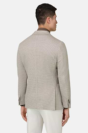 Marynarka z czystej bawełny z mikrostrukturą Jersey, Taupe, thumb, 3
