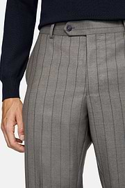 Dove Grey Pinstripe Pure Wool Suit, Taupe, hi-res