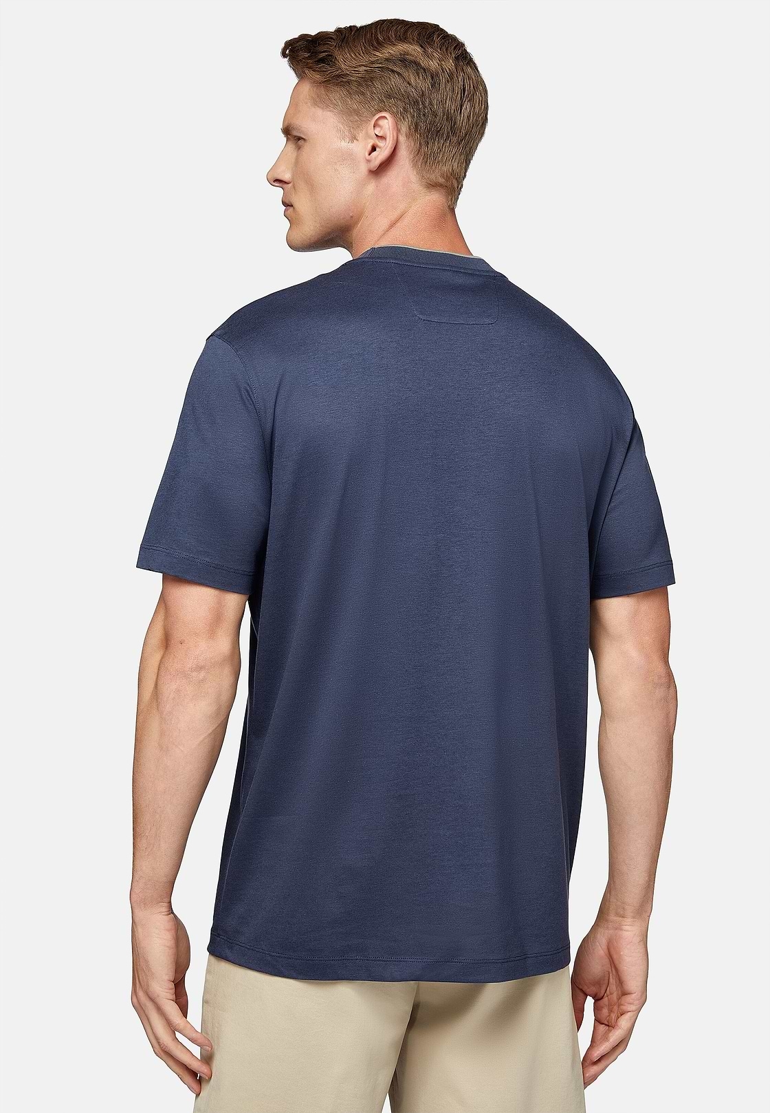 Camiseta De Punto Jersey De Algodón Tencel, Azul  Marino, hi-res