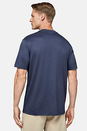 T-Shirt in Cotton and Tencel Jersey, Navy blue, hi-res