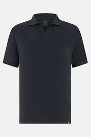 Polo En Jersey De Lin Extensible, Bleu marine, thumb, 5