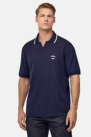 Polo En Piqué De Coton., bleu marine, hi-res