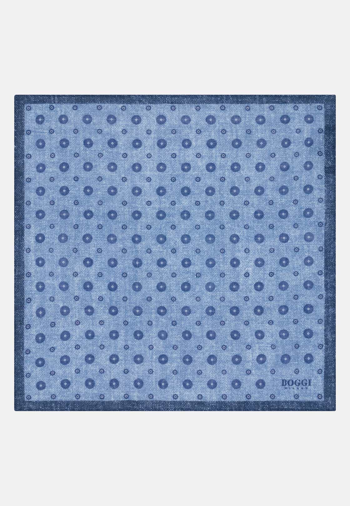 Medallion Linen Pocket Square, Light Blue, hi-res, 2