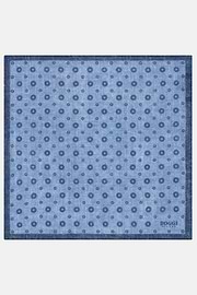 Medallion Linen Pocket Square, Light Blue, thumb, 2