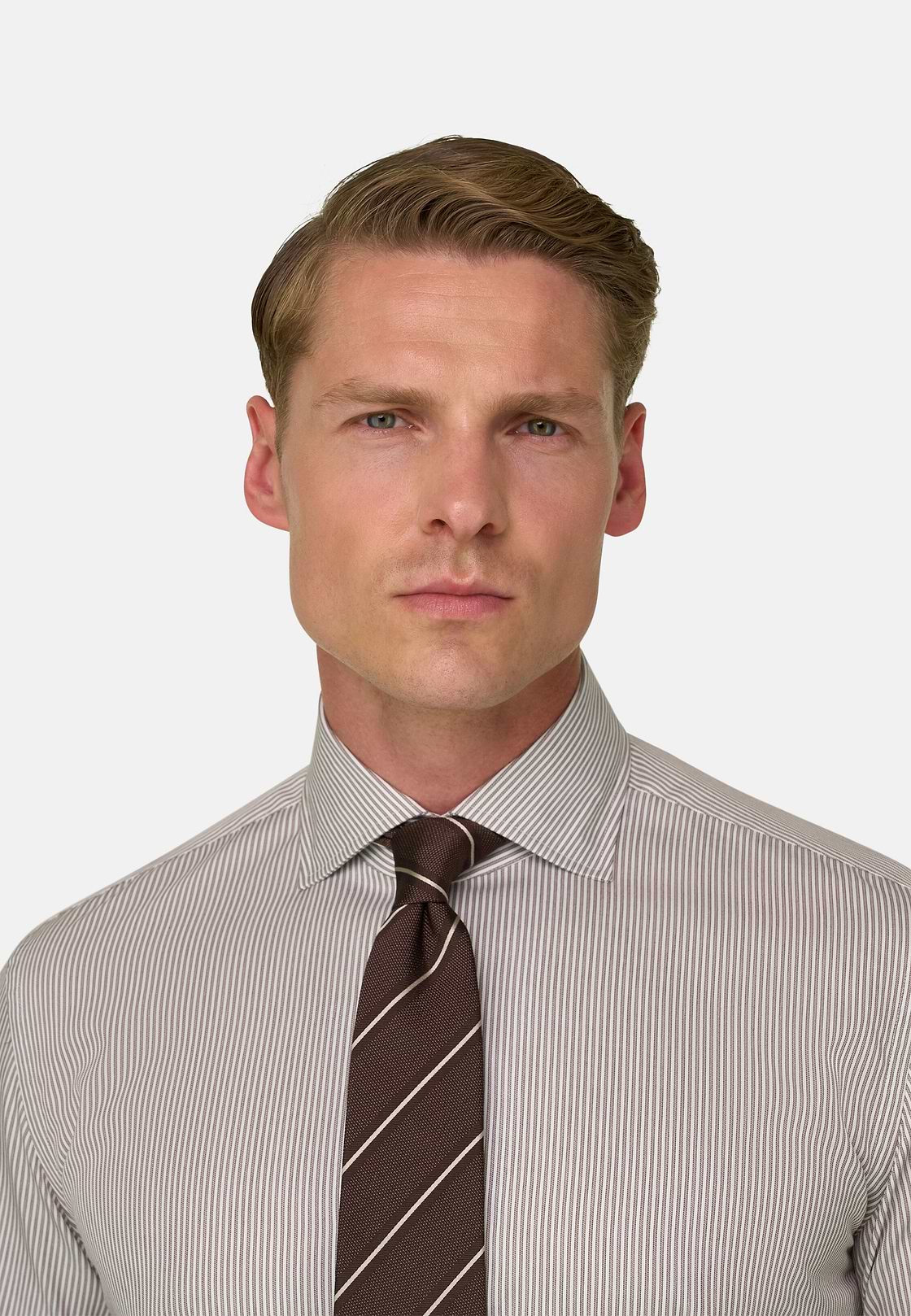 Overhemd Gestreept van Katoen Regular Fit, Brown, hi-res, 3