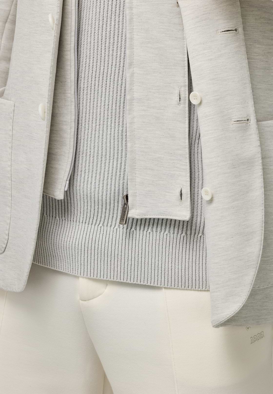 Madison Cotton Blend Sweatshirt Jacket, Light grey, hi-res