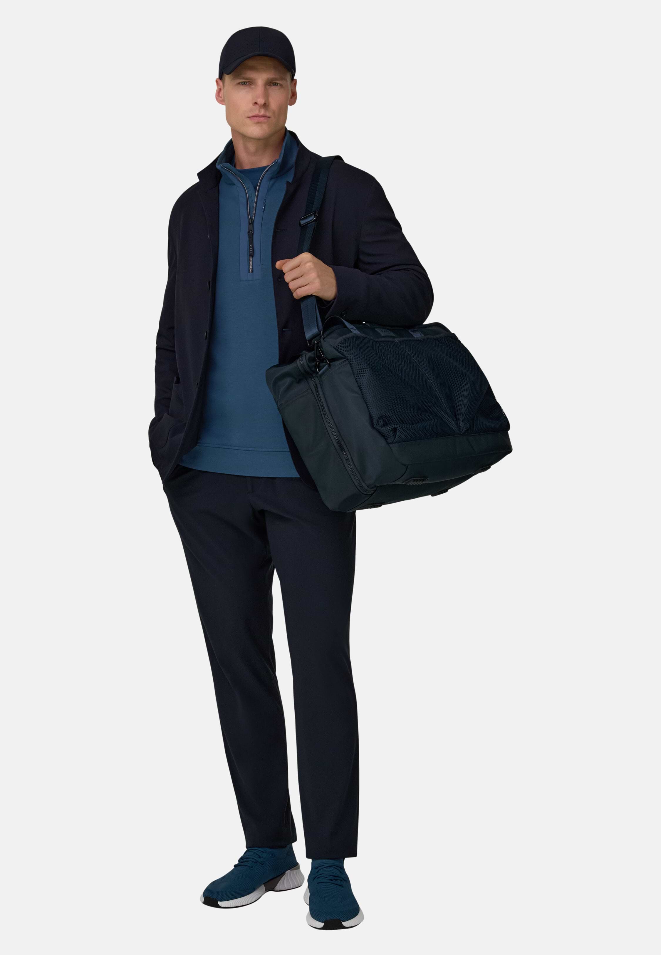 Men's B-Tech Stretch Nylon Jacket, Navy blue | Boggi Milano