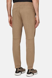 Lightweight Scuba Cotton Blend Trousers, Beige, hi-res