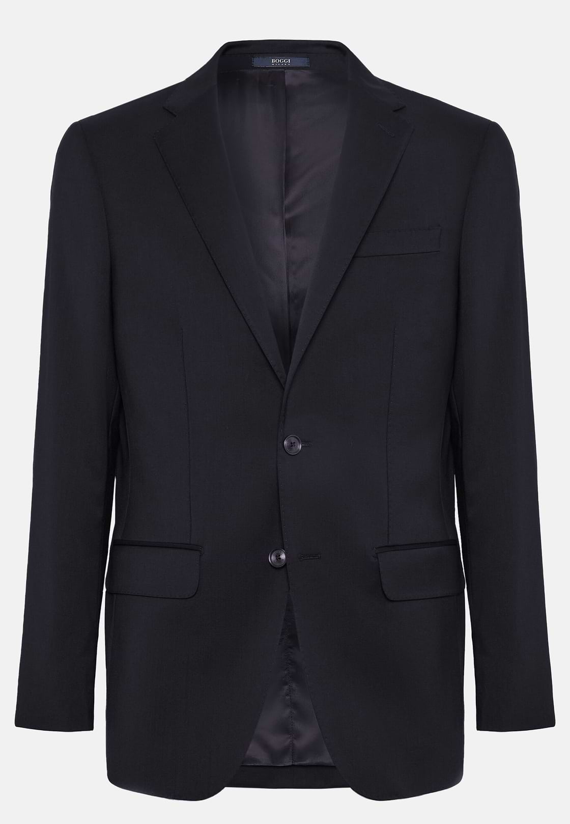 Giacca Navy In Saglia Di Lana Elasticizzata, Navy, hi-res
