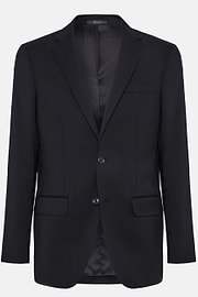 Giacca Navy In Saglia Di Lana Elasticizzata, Navy, hi-res