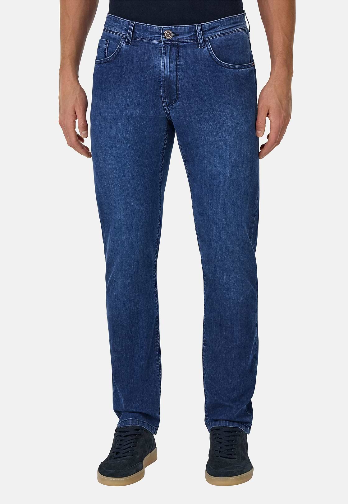 Jean Ultraléger Bleu Moyen En Denim Extensible, Bleu, hi-res