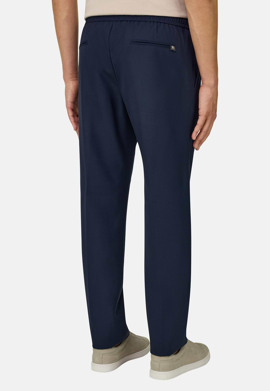 Hose Aus Wolle Mit Kordelzug, Navy blau, hi-res, 3