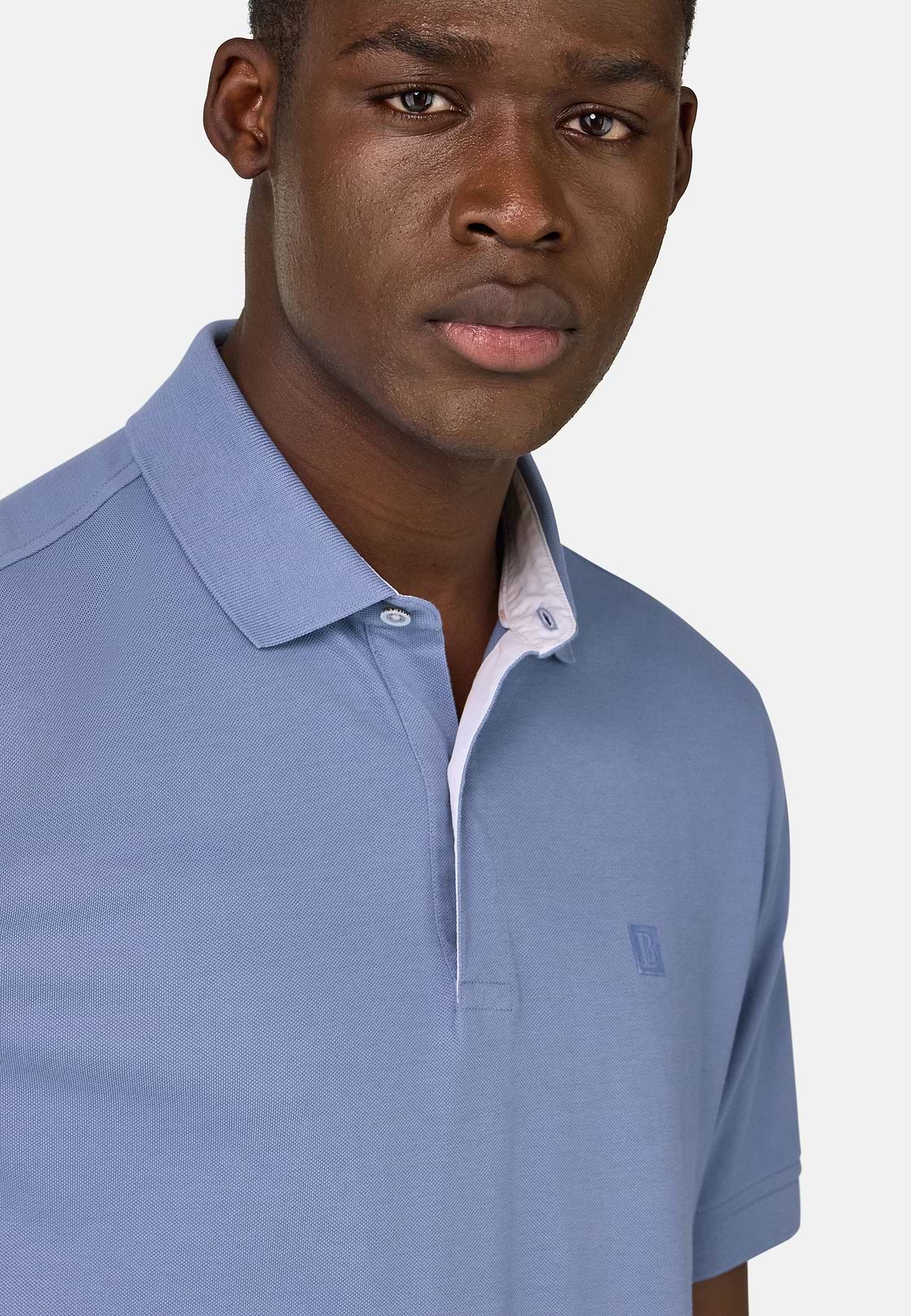 Cotton Piqué Polo Shirt, Indigo, hi-res