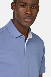 Cotton Piqué Polo Shirt, Indigo, hi-res
