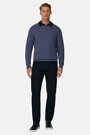Crew Neck Jumper in Cashmere Blend, Indigo, thumb, 2