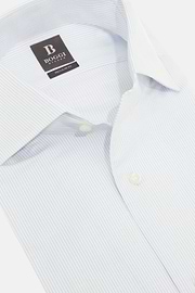 Camisa de corte regular de lino y algodón a rayas, Azul claro, thumb, 5