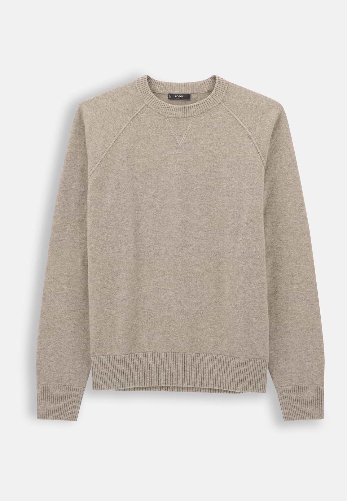 Crew Neck Jumper in Yak Wool, Sand, hi-res, 5
