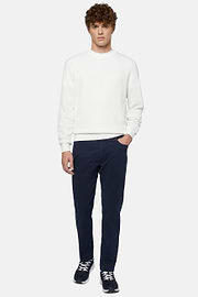 White Crew Neck Cotton Jumper, White, hi-res