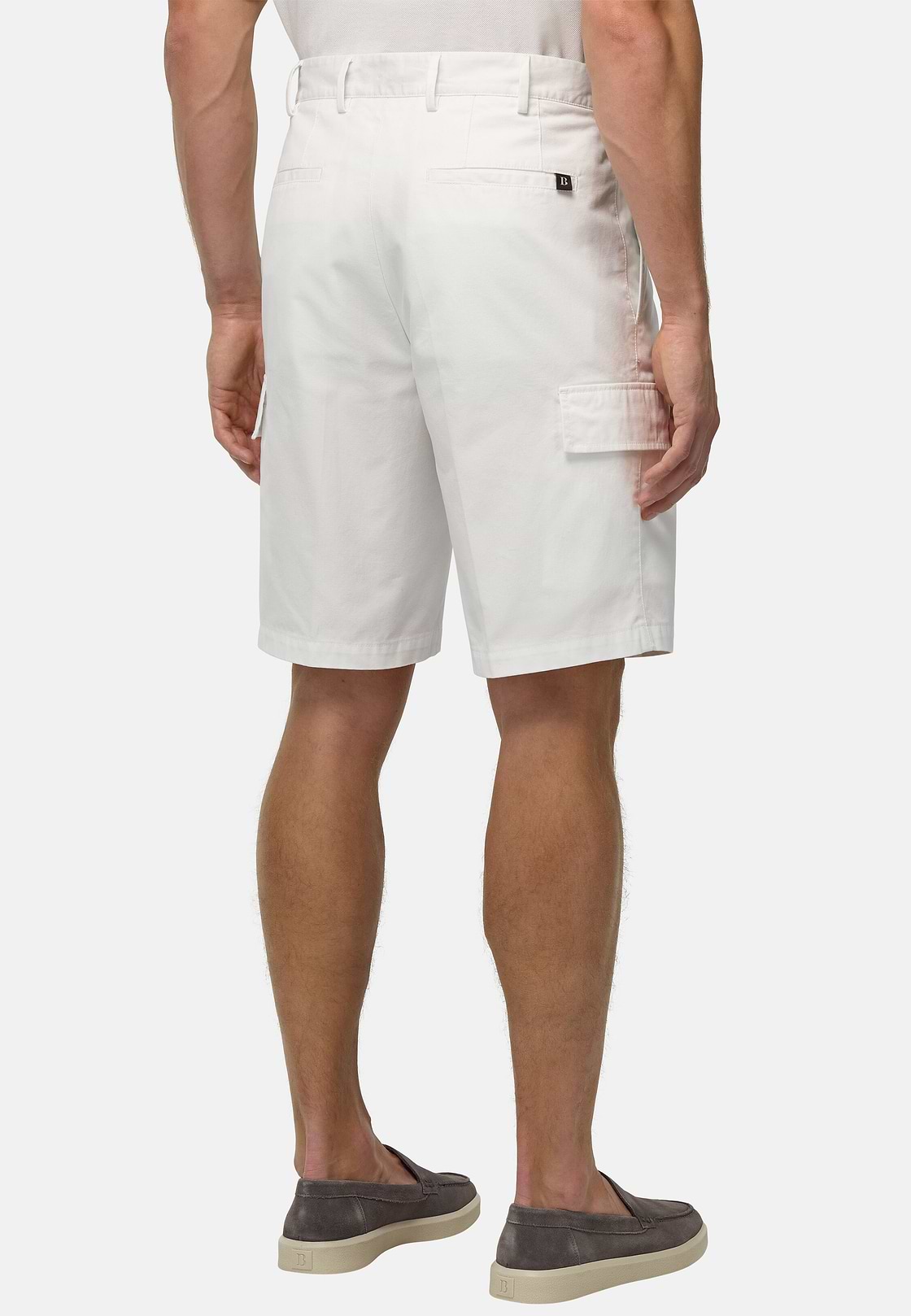 Cotton Bermuda Shorts, White, hi-res