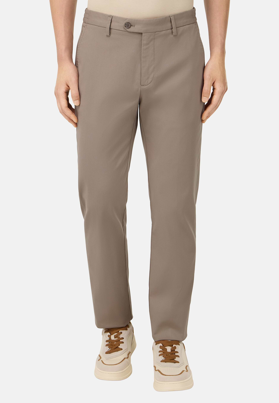 Pantalón de Algodón y Tencel Elástico, Taupe, hi-res
