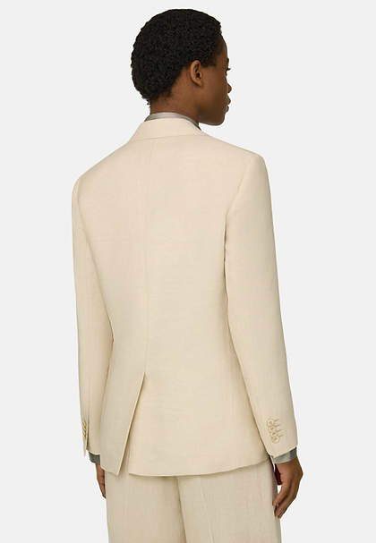 Linen Blend Jacket, Cream, hi-res