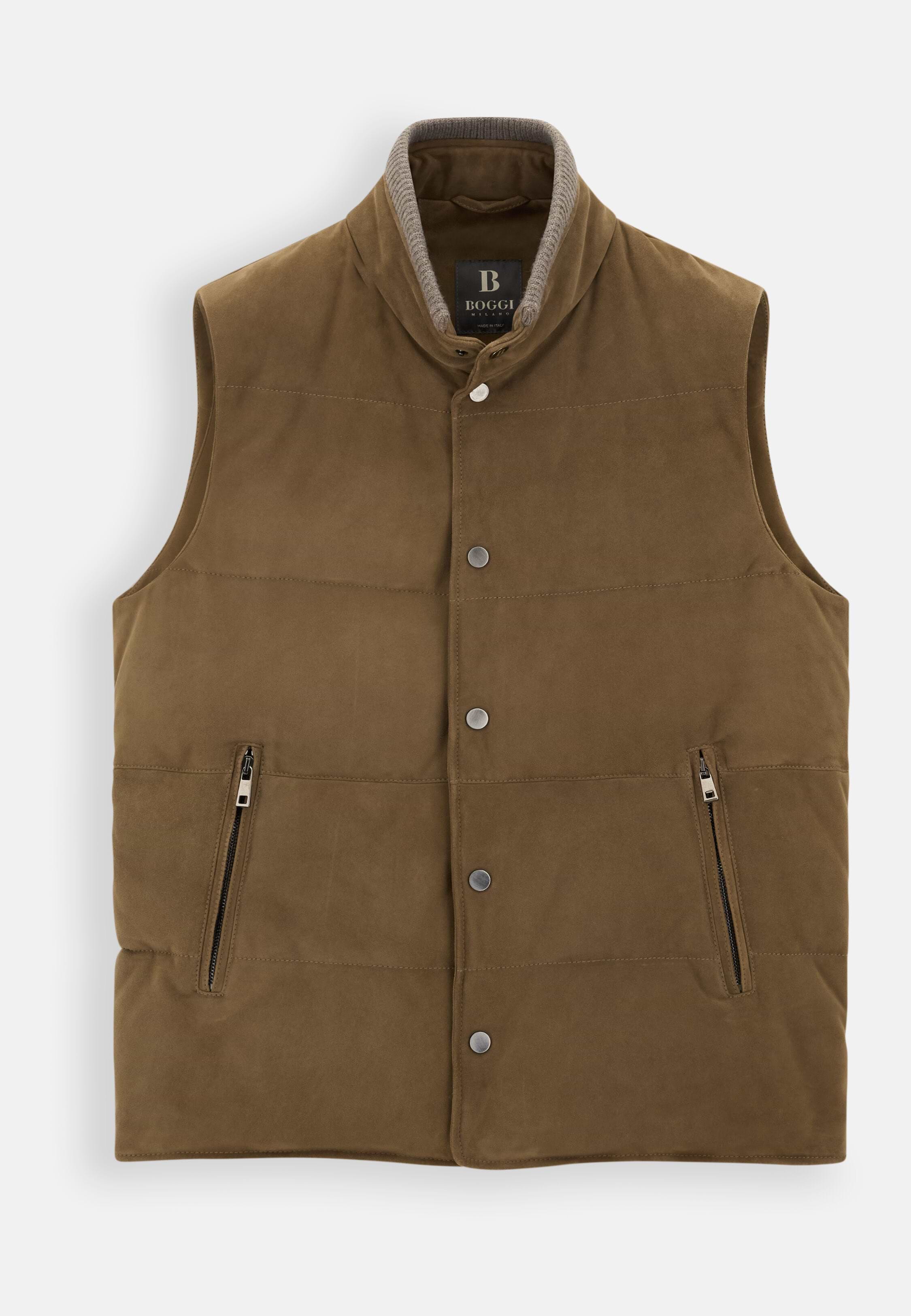 Gilet Padded in Goose Down Genuine Leather, CAML | Boggi Milano