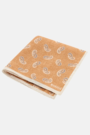Paisley Print Silk Pocket Square, Orange, thumb, 1