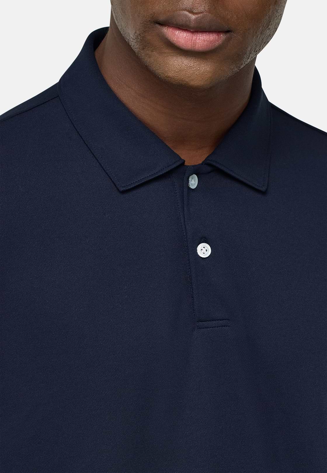 S.Cafè® High-Performance Piqué Polo Shirt, Navy blue, hi-res