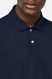 S.Cafè® High-Performance Piqué Polo Shirt, Navy blue, hi-res