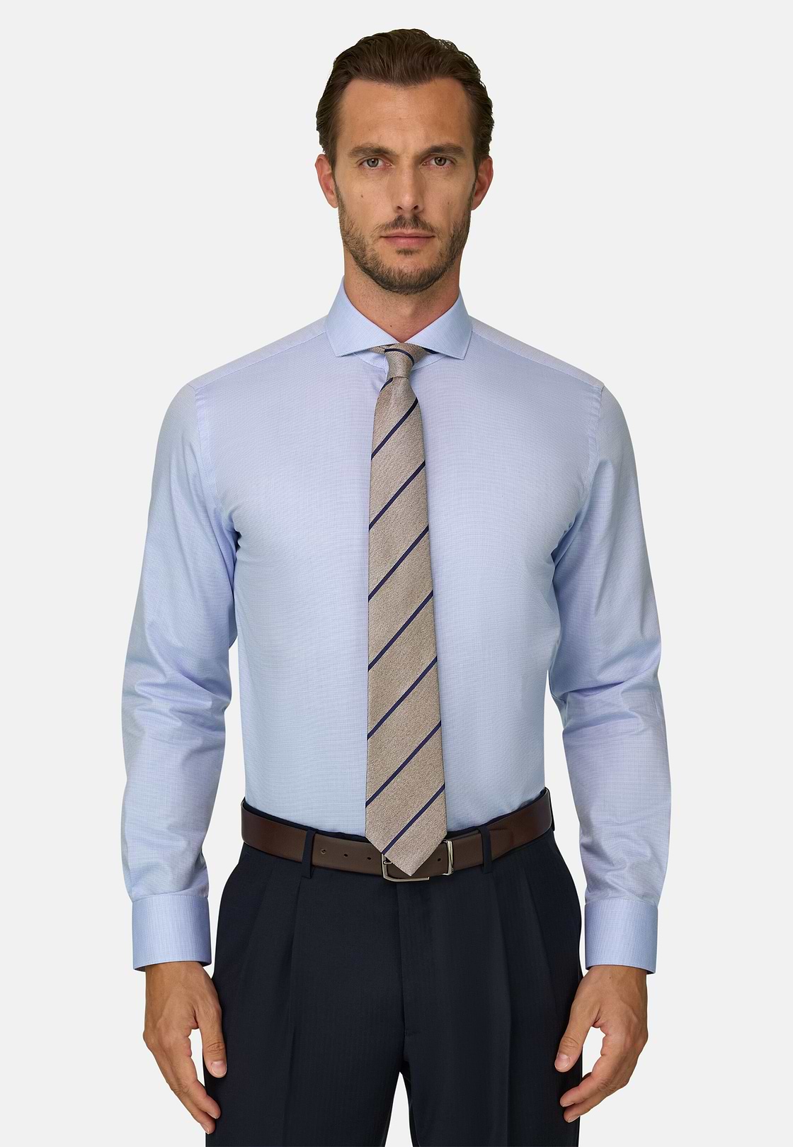 Shirt Patterned Cotton Slim Fit, Light Blue, hi-res, 1