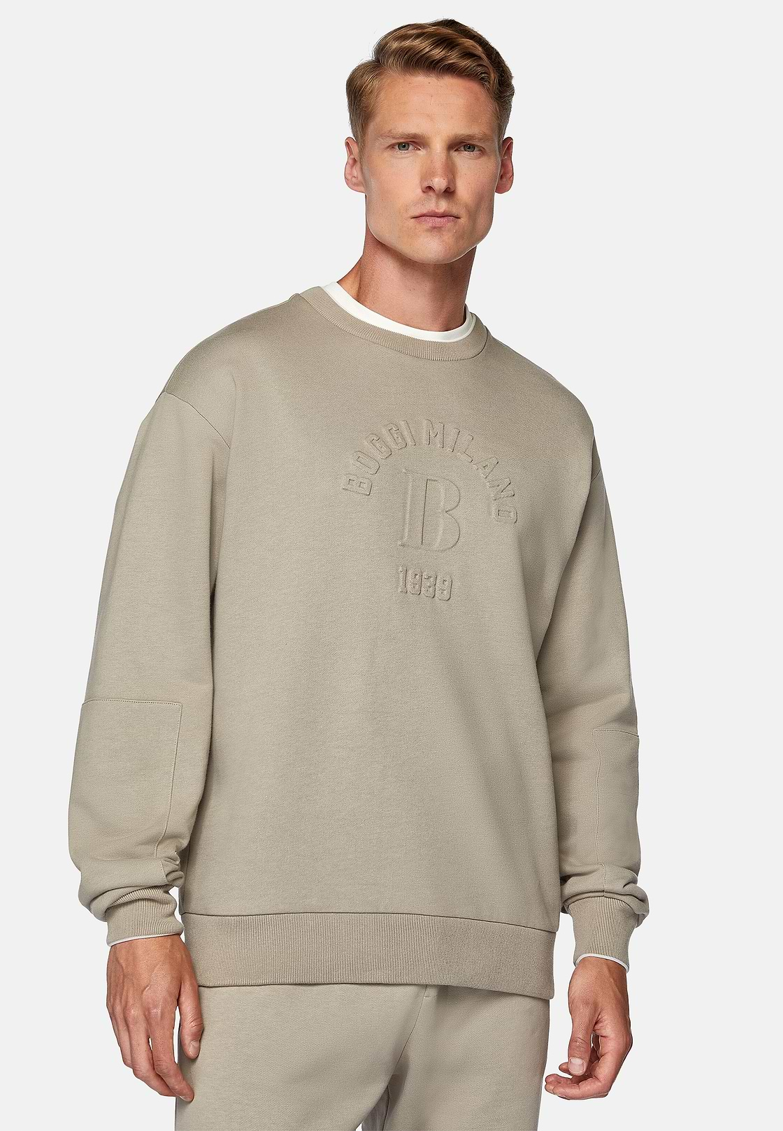 Sweatshirt met ronde hals van biologische katoenmix, Taupe, hi-res