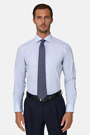 Shirt Striped Cotton Slim Fit, Light Blue, thumb, 1