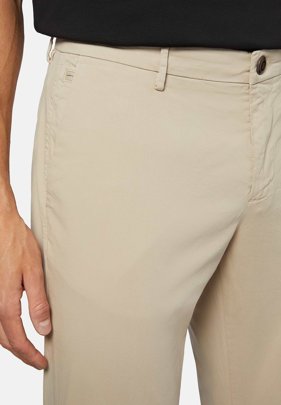 Pantalon En Coton Extensible, Beige, hi-res