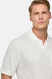 Cotton Piqué Polo Shirt, White, hi-res