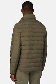 Quilted Nylon Real Down Bomber Style Sempione, Military Green, hi-res