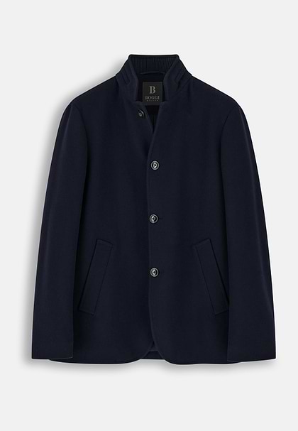 Płaszcz Marynarski Mieszanina Wełny Melanż, Navy blue, hi-res