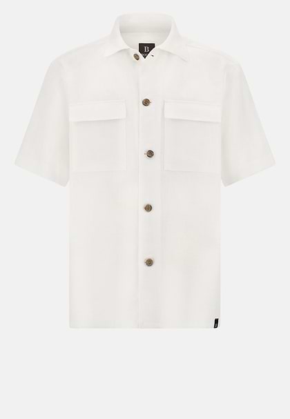 Linen Camp Overshirt, White, hi-res