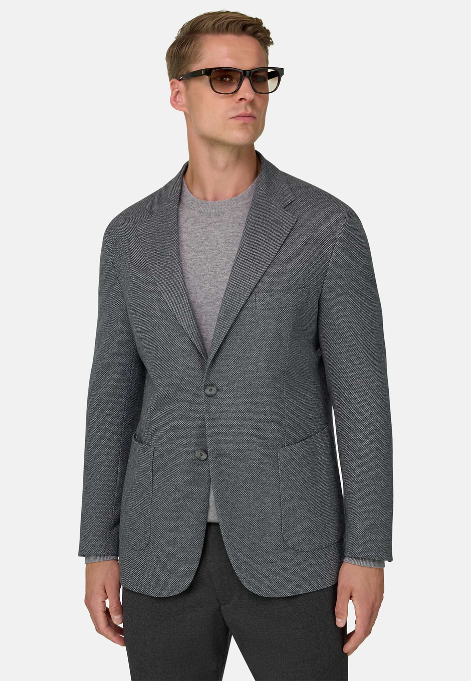 Blazer Micro Patterned Cotton Blend, Grey, hi-res