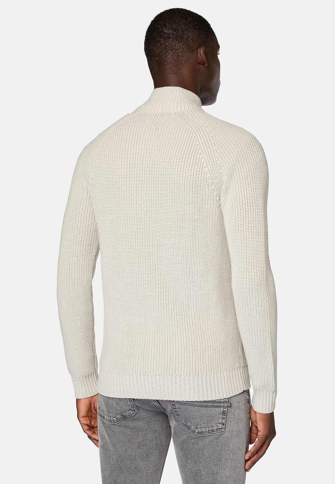 Sand Full-Zip Jumper in Merino Wool, Sand, hi-res
