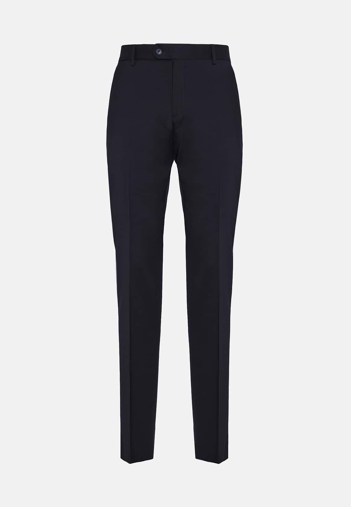 Pants in Stretch Knitted Wool, Navy blue, hi-res