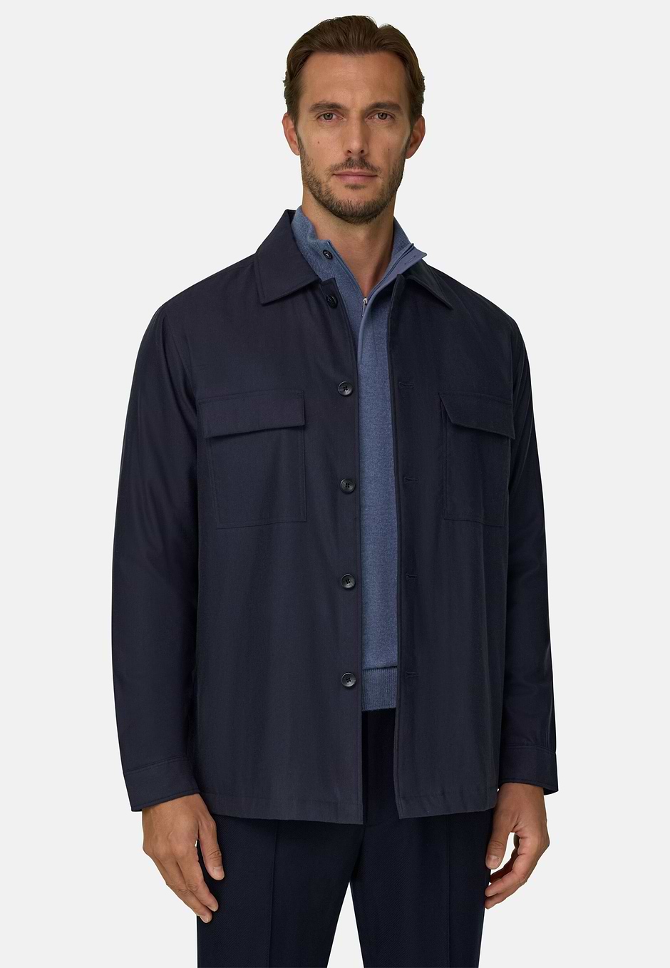 Oversized Ing Bélelt Pamut Tencellel, Navy blue, hi-res