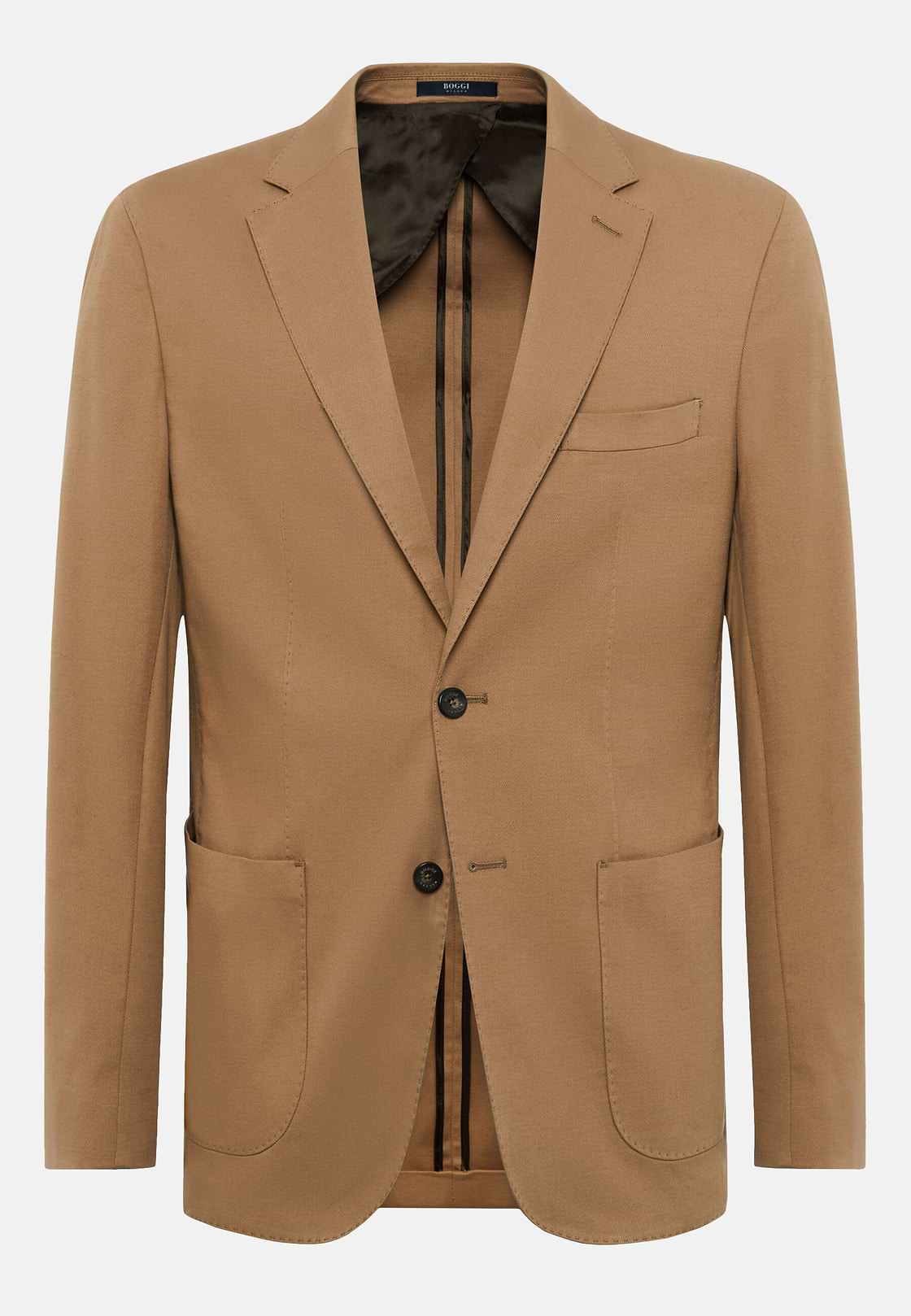 Hazelnut Colour Diagonal Jacket In Stretch Cotton, Hazelnut, hi-res