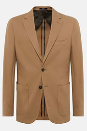 Hazelnut Colour Diagonal Jacket In Stretch Cotton, Hazelnut, hi-res