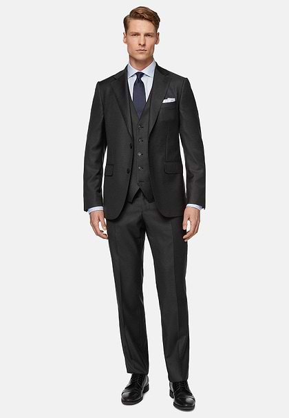 Charcoal Grey Super 130 Wool Jacket, Charcoal, hi-res